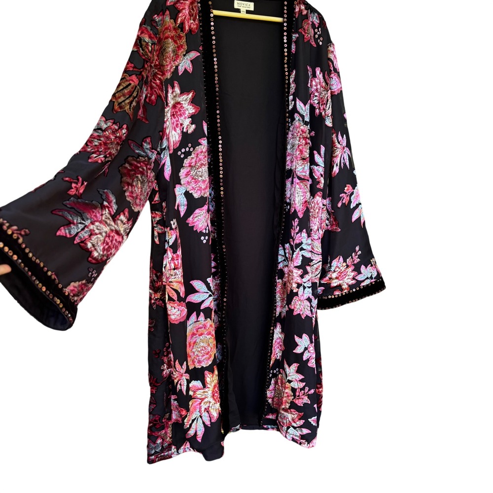 Novica Open Long Cardigan Women XXL Dark Romantic Boho Artsy Festival 2XL